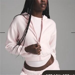 SKIMS Shrunken Zip-Up Hoodie Barely Pink NWT